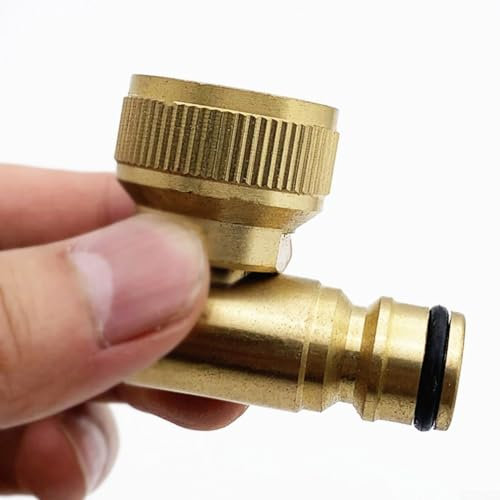 Conector de grifo en ángulo, enchufe rápido roscado para pezón, adaptador de grifo de manguera de jardín móvil de latón de 90 grados