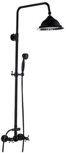 HOARLICN Retro Duscharmatur Duschset, Thermostat Duschamatur Regendusche Duschkop mit Handbrause 80-120cm Duschschlauch Höhenverstellbar Edelstahl Kopfbrause Regendusche Duschset