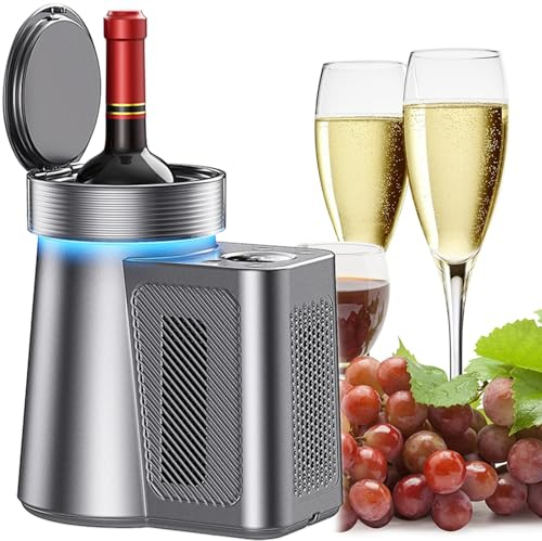 ExoticaBlend Elektrischer Weinkühler, Wein- und Getränkeflaschenkühler mit Display, Einzelflasche, Wein-Eiskübel, intelligente Thermostatsteuerung, kein EIS erforderlich, Edelstahl