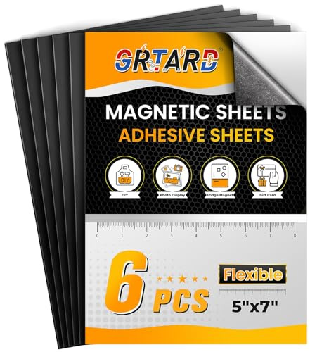 Grtard Magnetic Sheet, Magnetic Sheets Self Adhesive(6pcs, 18×13cm), Magnets for Crafts,Magnet Sheet for Stickers & Photos, DIY