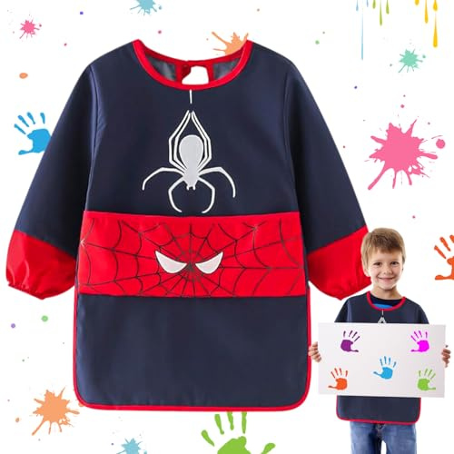 LIVESTN Grembiule da Pittura per Bambini 3-7 Anni, Grembiule Impermeabile con Maniche Lunghe, Regolabile, Protezione per Pittura, Disegno e Cucina