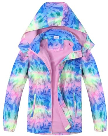 SUKUTU Veste Polaire Fille Imperméable Enfant Softshell Blouson Impression Veste de Pluie