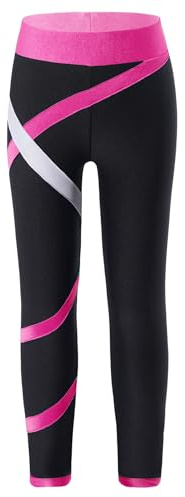 inhzoy Barn flickor leggings sport skridskobyxor gymnastik dansbyxor tajt stretch fitness workout byxor damasker skridskokläder, Het rosa, 134-140