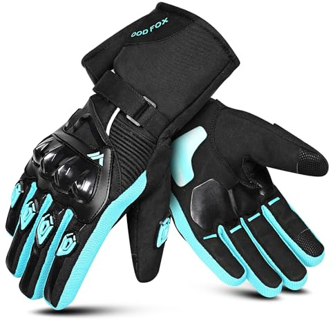 WESTWOOD FOX Winter-Motorradhandschuhe für Männer und Frauen, wasserdichte Motorradhandschuhe, Touchscreen, leichte, warme Schutzhandschuhe für BMX, ATV, UTV, Mountainbiking (Cyan, M)