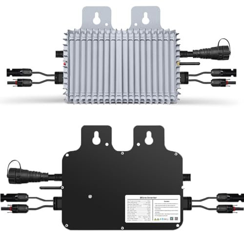 Onduleur Solaire étanche 600 W/700 W/800 W, Micro-Onduleur Solaire connecté au Réseau, Instrument de Haute Précision Intégré, Micro-Onduleur Réseau,Black800W