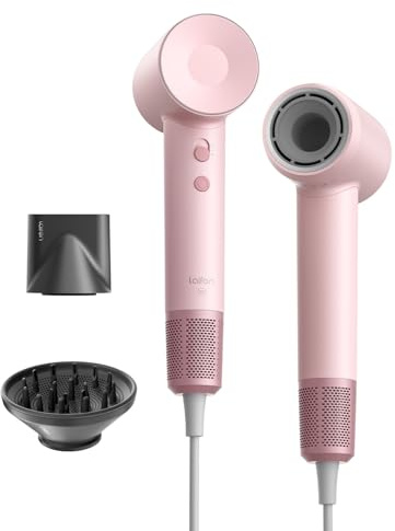 Laifen SE Haartrockner, 105.000 U/min, 21 m/s, 200M Ionen, Rosa | Diffusor & Glättungsdüse magnetisch, Thermo-Control 50×/s, 59 dB, 2 Luft- & 4 Temperaturstufen, LED-Farbring, 407 g Reiseföhn