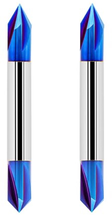 FOCSTOL 60/90 Degree V Groove Router Bit - 2pcs 1/4 Inch Shank 4-Flute CNC Carving Router Bits with Nano Blue Coating for CNC Engraving and Chamfering in Wood Plywood Particle Board MDF