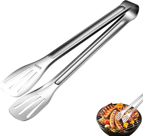 WUJENPEAHT 1 Pcs Kitchen Tongs 12'' Heavy Duty Cooking Tongs 304 Stainless Steel Barbecue Tongs for Kitchen Air Fryer Toaster BBQ Serving Food Cooking Salad Grilling