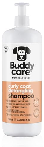 Buddycare Lockigt hår upptrasslande schampo | Djup Cleansing Shampoo | Persika parfym | Berikad med Aloe Vera och Provitamin B5 (1L)
