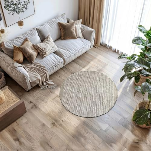 MY-RUG Teppich rund [150cm] Teppich Wohnzimmer | handgewebt aus Schurwolle