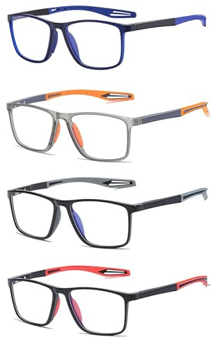 Generisch 1 Gleitsichtbrille Multifokale Lesebrille, TR90 Rahmen Sportliche Sport Sehhilfe Lesebrillen, Blaulichtfilter Photochrome Herren Damen, Flexibel und Leicht Computerbrille(Orange,3.5x)