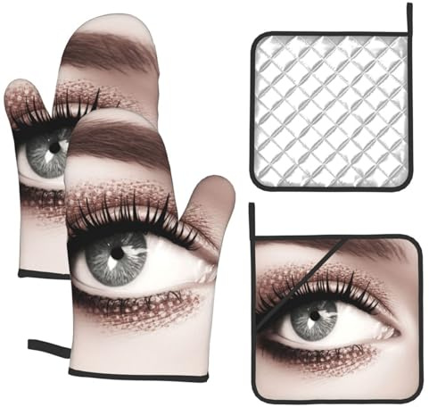 Lot de 4 gants de cuisine et maniques résistants à la chaleur de 260 °C – Gants de cuisine pour cils et lèvres – Gants de cuisine blancs pour la cuisson des grillades