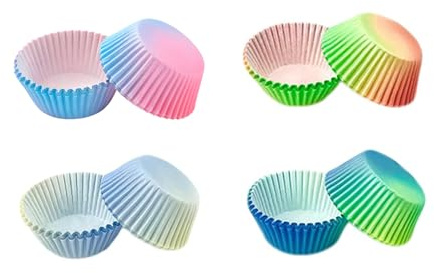 Hinapan Lot de 200 moules à muffins en papier avec motif dégradé, de qualité alimentaire, résistants à la chaleur pour muffins et cupcakes