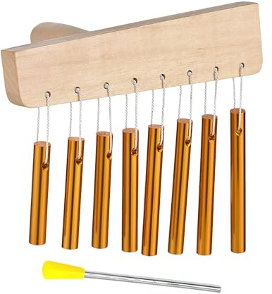 Hand Chimes 8-Ton Holz Meditation Glocke | Musikinstrument Mit Massivem Aluminiumrohr Und Schlägel Für Tempel Schule Unterricht Konzentrationsübung Zuhause