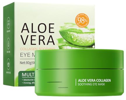 EIHI 60 Pezzi Aloe Vera Patch Occhi,Collagene Patch Occhi,Cerotti Antirughe,Patch Occhi Essence,per Ridurre le Occhiaie e il Gonfiore,Contorno Idratante,Maschera Per Gli Idratante Donna Uomo