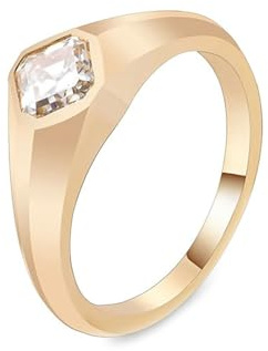 Goldring Damen 375 Echtgold, Verlobungsring Frauen 9K Gelbgold mit Moissanit Im Asscher-Schliff Geburtstagsgeschenk Größe 60 (19.1)
