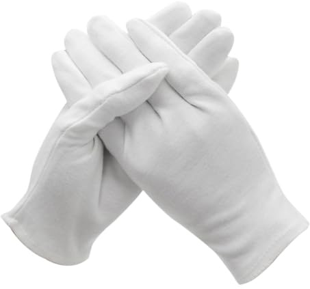 Kisangel 6 Paar Weiße Extra Dicke Reine Baumwollhandschuhe Atmungsaktiv Leichte Schutzhandschuhe für Arbeit Industrie Garten Salon Wiederverwendbar