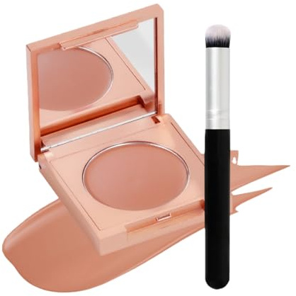 Dyiouxin Correttore CC Sotto Occhi con Pennello, Correttore Colorante per Occhiaie Scure, Under Eye Brightener, Formula Leggera per Tutti i Tipi di Pelle (73001-03#Arancione Pennello nero)