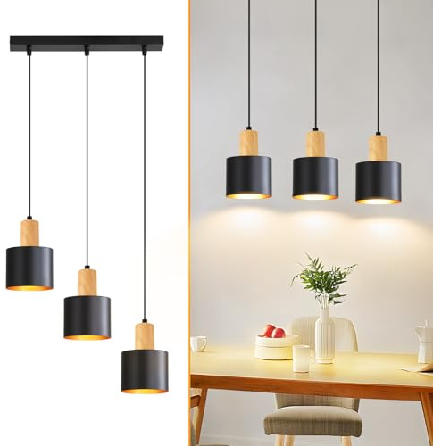 Lichtmaler Hänglampa Matbord Pendellampa E27 Svart - Matsalsslampa Kökslampa Vintage max 25W höjjusterbar Sovrumslampa, utan glödlampa