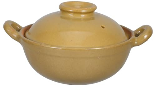 BRIGHTFUFU Casserole en Terre Cuite 500 Ml Poignée Unique, Petite Marmite Traditionnelle en Argile pour Cuisson Maison, Casserole Antiadhésive Adaptée pour Mijotés et Plats Mijotés,