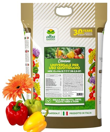 Albagarden - Concime Piante Universale Granulare - MAXI 5 KG - Fertilizzante Con L'aggiunta Di Calcio E Magnesio Per Giardino, Orto e tutti tipi di Piante