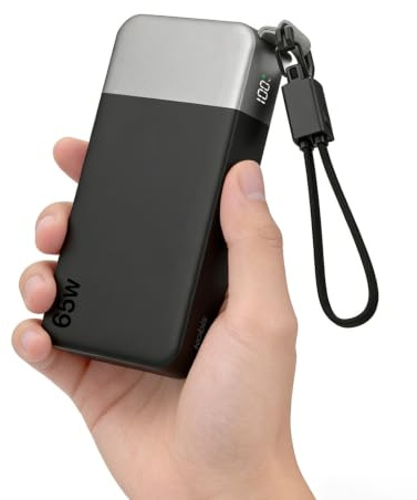 NOBIS Batterie Externe 65W 20 000 mAh Charge Rapide Câble USB-C Intégré | 4 ports de charge USB-C/USB-A, adapté ordinateur, tablette, téléphone