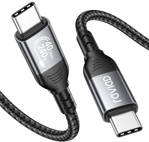 RAVIAD Certifierad USB4-Kabel med Thunderbolt 4, 2M, 40Gbps USB-C-Datakabel, PD3.1 240W USBC till USBC-Laddningskabel, 8K@60Hz Videokabel för iPhone 15, MacBook, dockningsstation, SSD, Skärm, Hubb
