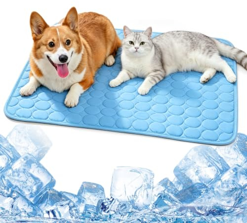 Tapis Rafraîchissant Chat Chien, Fraicheur Auto-Refroidissante (70x55cm, L) | Couverture Coussin Rafraîchissant pour Chien Chat en Été, Soie Glacée Respirant Tapis Refrigerant, Cooling Mat Dogs and Cats
