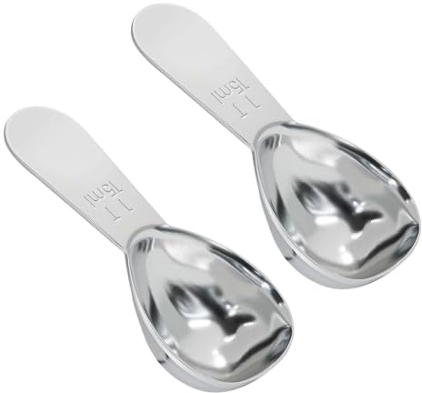 2 Piezas Cucharas Medidoras de Café en Acero Inoxidable, Cuchara Medidora Gramos 15ml, Dosificador Pequeño con Mango corto para Café Molido Té en Polvo Proteína en Polvo