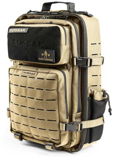RUGSAK ALPHA | Taktischer Rucksack [20-45L] Wasserdicht & EXTREM Robust | Militär Survival Backpack | für Outdoor Arbeit Wandern Camping und Gym | Molle Reiserucksack Herren & Damen (Desert Sand)