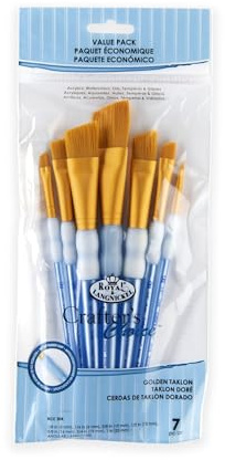Royal & Langnickel RCC 304 - Crafters Choice, Golden Taklon 7-teiliges Pinsel Set, schräg