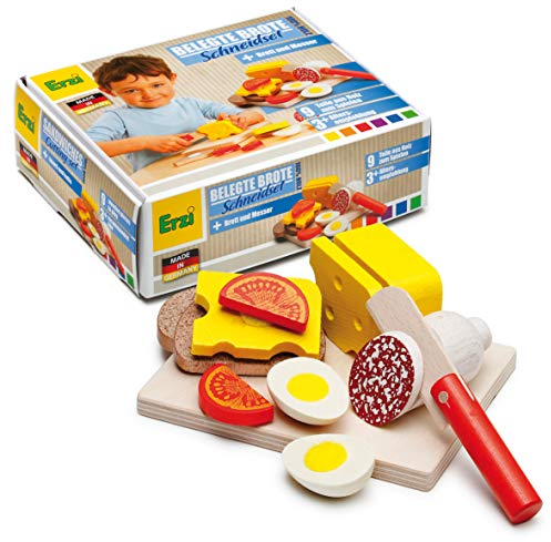 Erzi- Set da Taglio per Sandwich Giocattolo in Legno, Multicolore, 19 x 15.2 x 6.3 cm, 28205