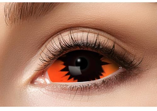 Zoelibat Eyecatcher 84091541.s09 - Farbige Sclera Kontaktlinsen, 1 Paar, für 6 Monate, Schwarz, Orange, Karneval, Fasching, Halloween
