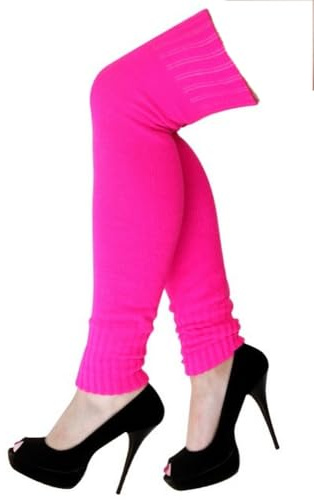 krautwear® dam benvärmare manschett legwarmers Overknees stickade strumpor 80-talet 1980-talet, Neonrosa, En Storlek