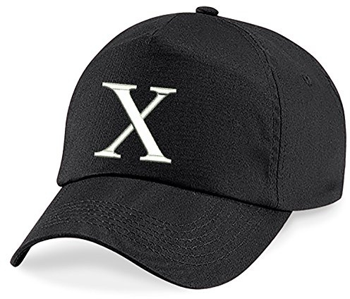 4sold Nya barn skolkepsar barn hatt sport alfabet A-Z pojke flicka justerbar basebollkeps svart, X, en storlek