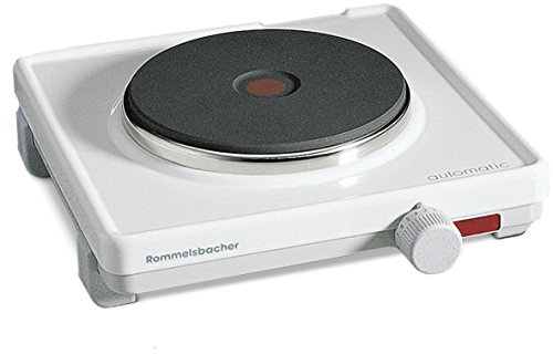 ROMMELSBACHER Automatik Einzelkochplatte AK 1580 - Gehäuse feueremailliert, weiß, Gussheizplatte 145 mm - 1500 Watt