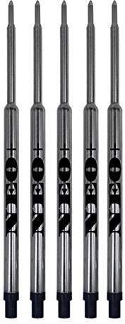 UK Seller! Sets of Pen Refills Compatible with Waterman Ballpoint Pens. Medium Point Ballpoint Soft Roll Refills (Set of 5 Black Ink)