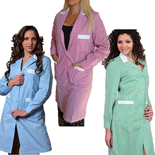 Blouse rayée en coton pour femme, maîtresse d'école, crèche, vêtements travail à manches longues M vert