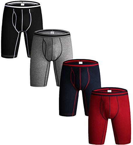 Nuofengkudu Herren Boxershort Langes Bein Sport Fitness Unterhosen Männer Unterwäsche Retroshorts Pack 3er & 4er