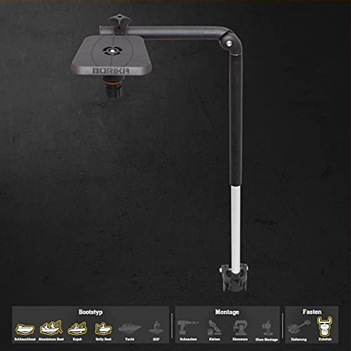 Fasten Echolot-Halterung mit Teleskop Geberstange und Plattform (100 x 100 mm)