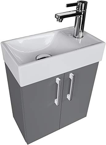 Mueble de Baño con Lavabo en Grafito, Armario Inferior 40x22cm, Izquierda/Derecha