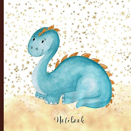Notebook: Notebook and sketchbook. Alternating lined pages for writing and blank pages for drawing. Cute dinosaur cover for children. 100 pages square format 8.5 x 8.5 po.