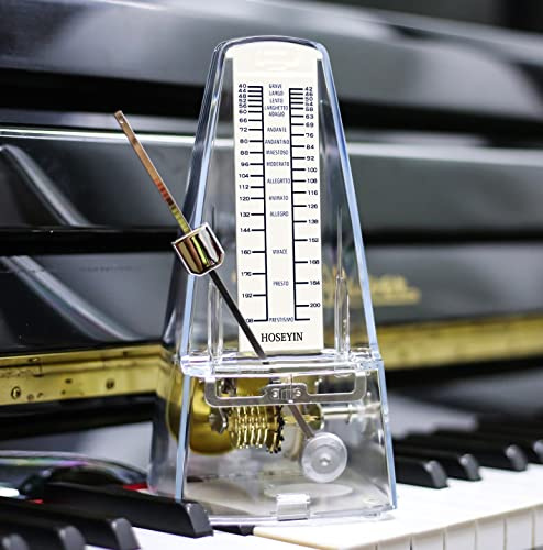 HOSEYIN Metrónomo mecánico, metrónomo universal para piano, guitarra, violín y otros instrumentos (transparente)