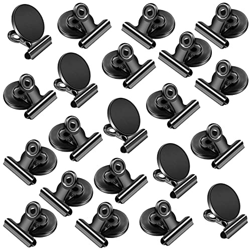 VNDUEEY 20 Pack Fridge Magnets Refrigerator Magnets, Strong Magnetic Clips Heavy Duty, Magnet Clips for Whiteboard, Magnets for Fridge Locker Office Accessories (Black)