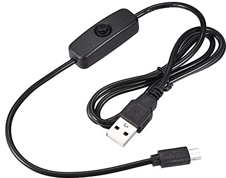 sourcing map USB Kabel mit EIN/AUS Schalter, USB Stecker auf Micro USB Stecker Verlängerungskabel 1M Schwarz, für LED Schreibtischlampe