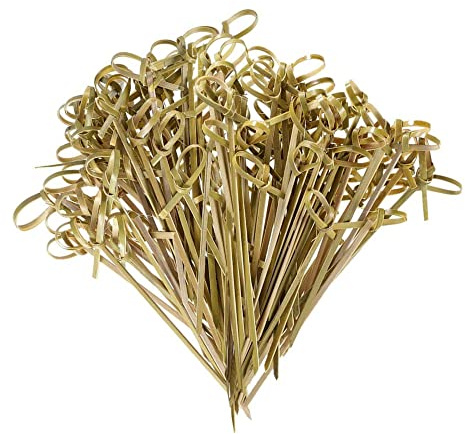 200 Pieces Bamboo Skewers Eco-Friendly Canape Sticks 4.7 Biodegradable Bamboo Skewers Food Toothpicks for Appetisers, Cocktails, Barbecue Snacks