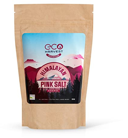 Eco Harvest® - Sale dell'Himalaya (grossolano), 950 g, puro non rifinito, 100% naturale di roccia di cristallo rosa in un sacchetto Kraft biodegradabile e compostabile