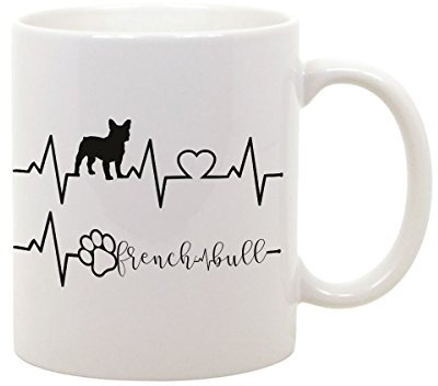 bubbleshirt Boccale da birra elettrocardiogramma - french bull - bulldog francese - in ceramica - capienza 50 cl - idea regalo - cane