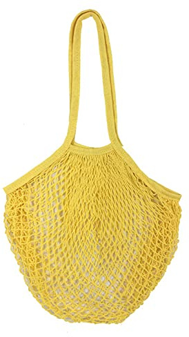 TopHomer Einkaufsnetz Netze Tasche Kartoffelsack Wiederverwendbar Einkaufstasche für Sandspielzeug, Obst, Gemüse, 1 Stück Gelb