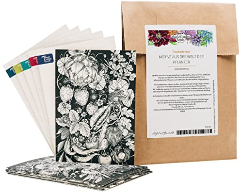 Set de tarjetas de felicitación - Magic Garden Seeds Highlights - Postales de 6 x 3 con nuestros más bonitos 6 motivos dibujados a mano y sobres a juego